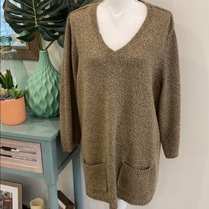 Karen Scott Tan V-Neck Sweater Relaxed Fit